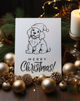 Festive Christmas card featuring cheerful designs, perfect for sharing holiday joy with dog lovers.