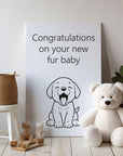 Thoughtful 'Congrats on the New Dog' greetings card, perfect for welcoming a beloved new companion.