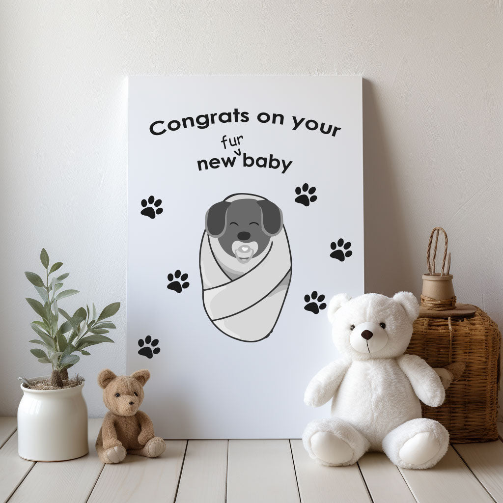 Delightful 'New Puppy' greetings card, celebrating the arrival of a cute and playful new dog.