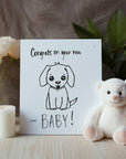 Charming 'Congratulations on Your New Dog' greetings card, perfect for celebrating the arrival of a new furry friend