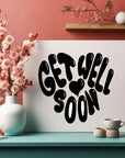 Simple 'Get Well Soon' card featuring a clean design, perfect for sending good wishes to dog lovers.