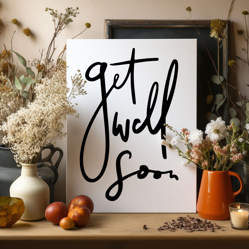  &#39;Get Well Soon&#39; card with playful dog-themed art, perfect for sharing love and support with those in recovery.