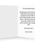 Customisable message inside a heartwarming 'Get Well Soon' card, perfect for comforting friends in need.