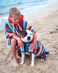 Kids' hooded towel – a soft and quick-drying surf poncho, perfect for the beach and pool. also matching dog coat. comes with free tote bag.