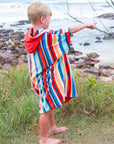 This soft and absorbent hooded towel is perfect for kids, toddlers, and babies, doubling as a surf poncho or beach robe to keep them warm and dry after swimming